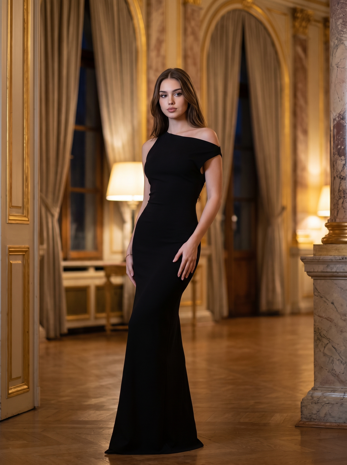 Apolline – Robe longue sirène asymétrique
