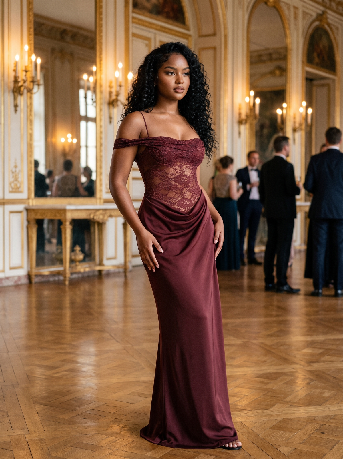 Victoire – Robe longue bustier en dentelle