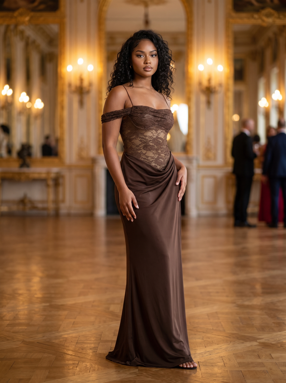 Victoire – Robe longue bustier en dentelle