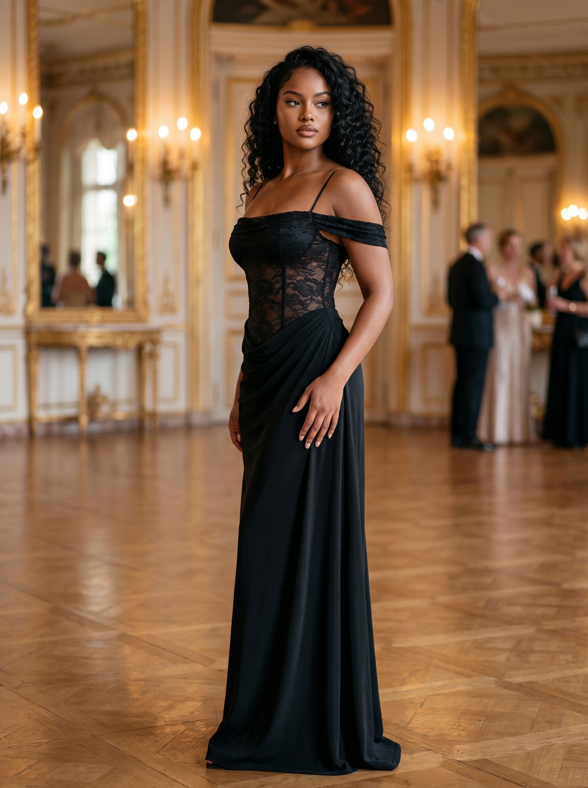 Victoire – Robe longue bustier en dentelle