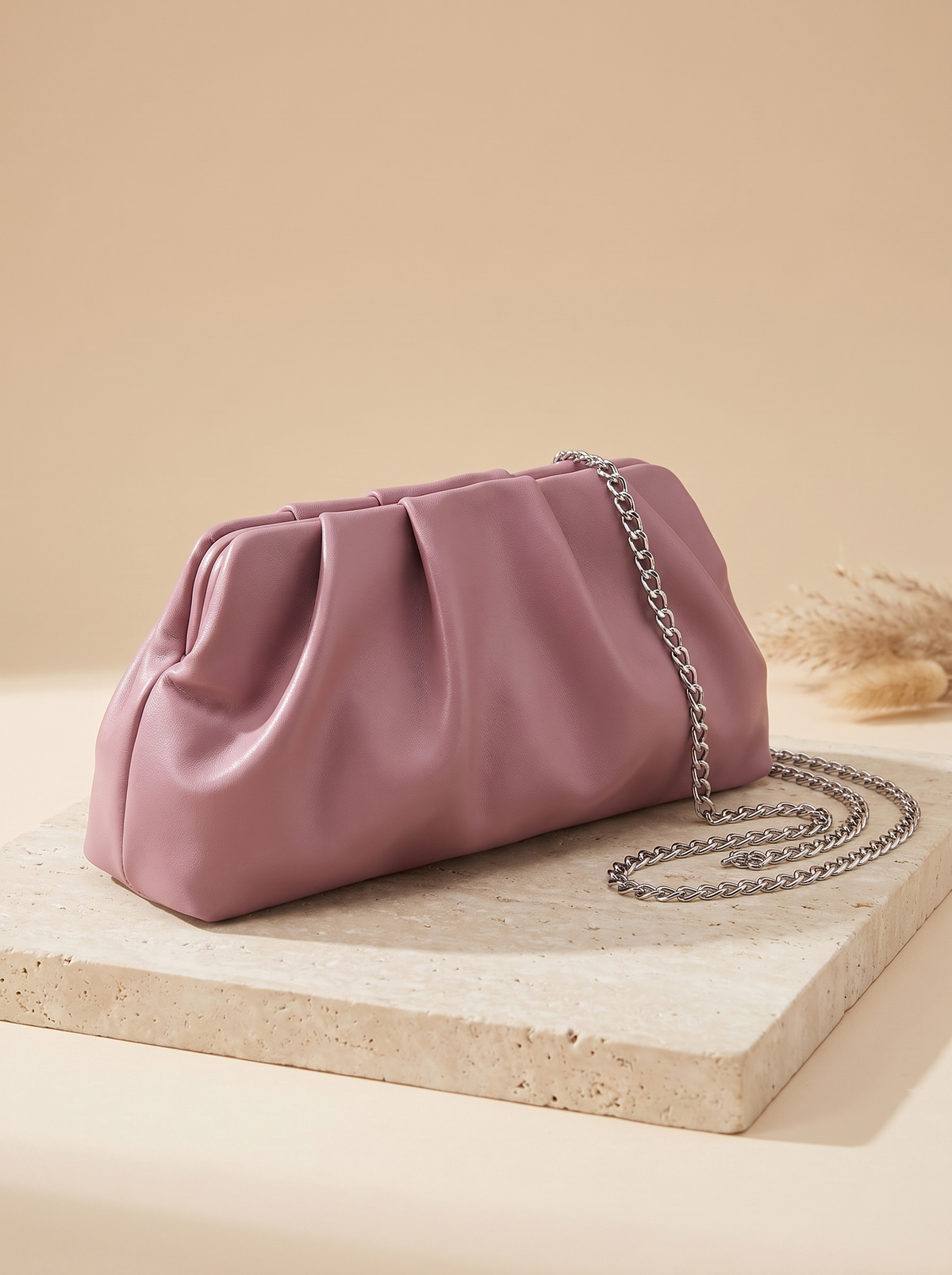 Pochette plissée Nuage – Rose – détail produit