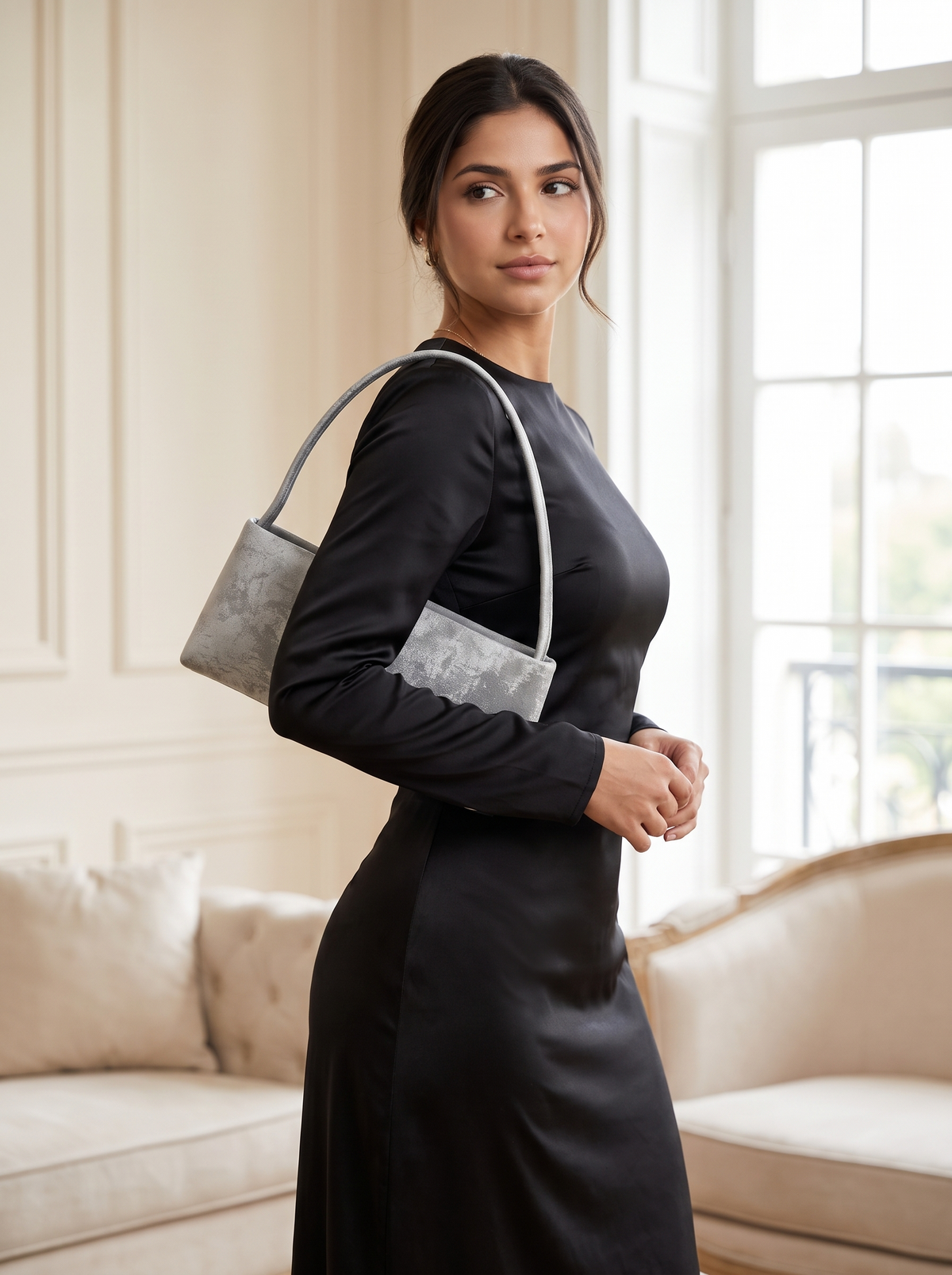 Sac porté épaule Sienne – Argenté – portée