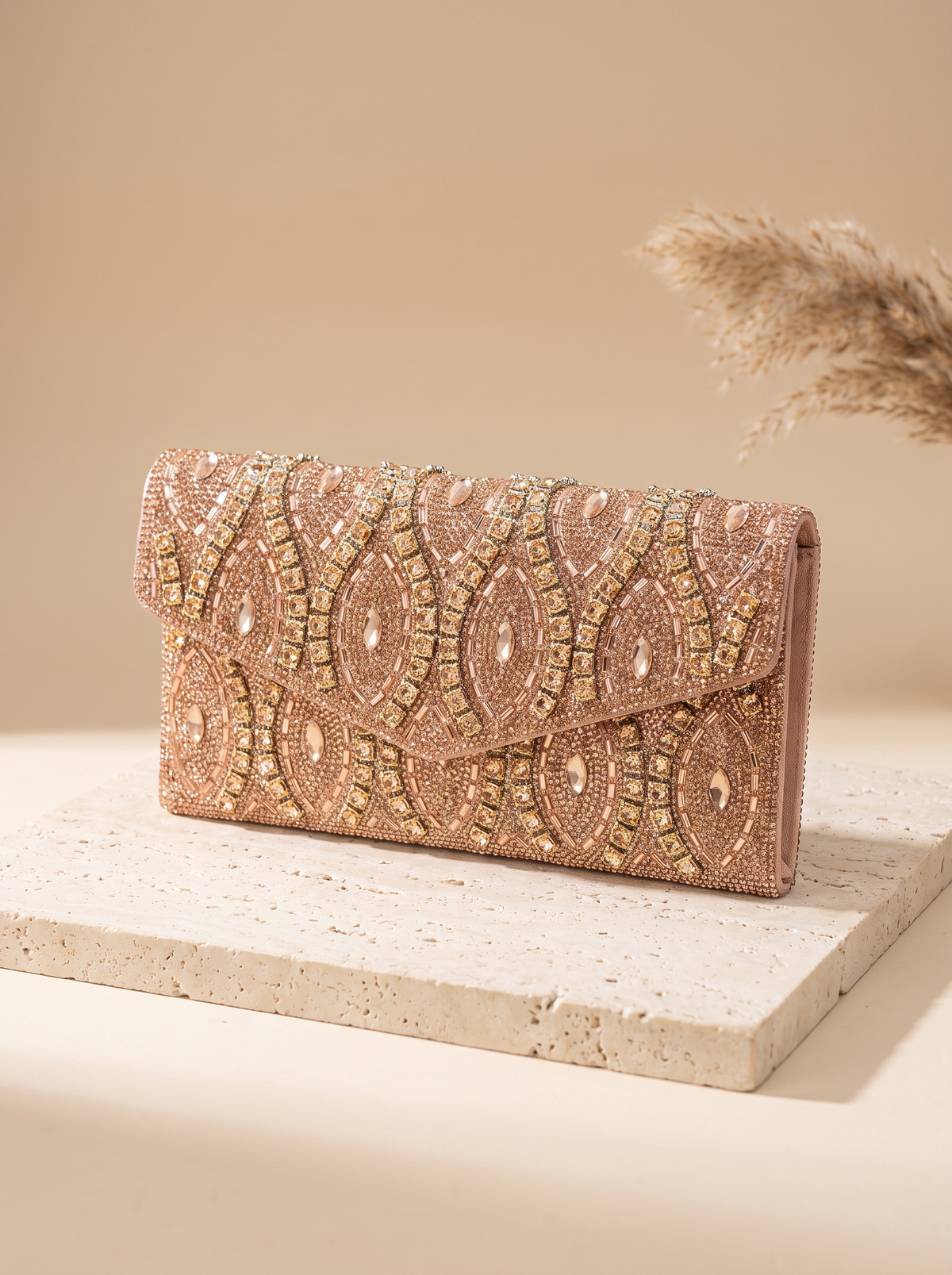 Pochette Scintille à strass – Champagne – détail produit